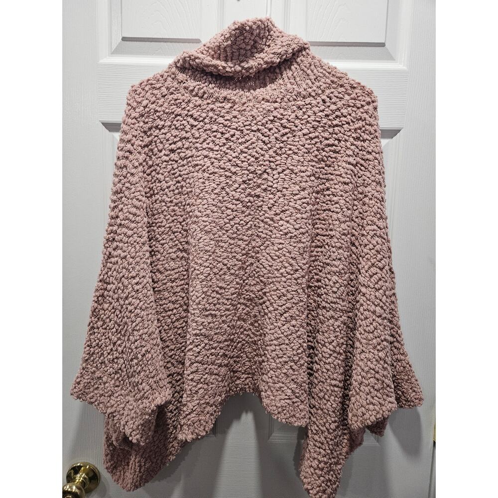 Romeo and Juliet Couture Popcorn Sweater Cowl Neck Rose Pink Size M Cape Shrug - Picture 6 of 8